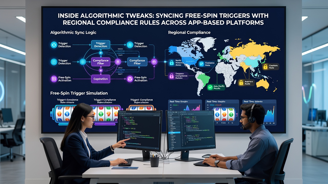 Flowchart showing regional compliance modules updating free-spin probability weights in real-time on mobile gaming applications
