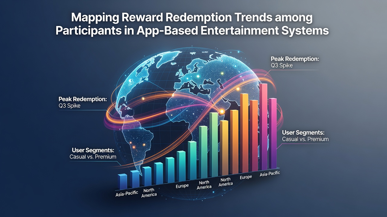 Visual representation of reward redemption patterns in mobile entertainment applications showing user engagement metrics
