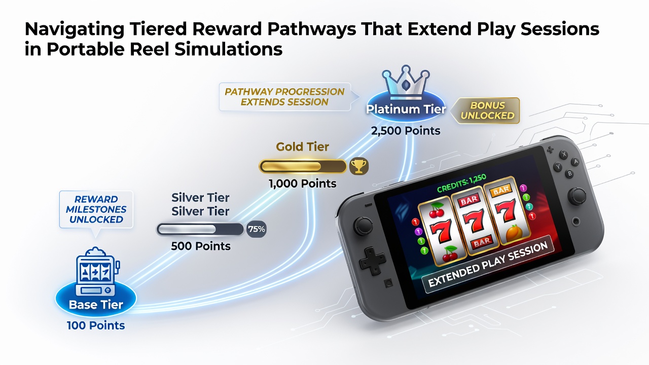 Player progression dashboard in a mobile slots app displaying tier badges and reward unlocks