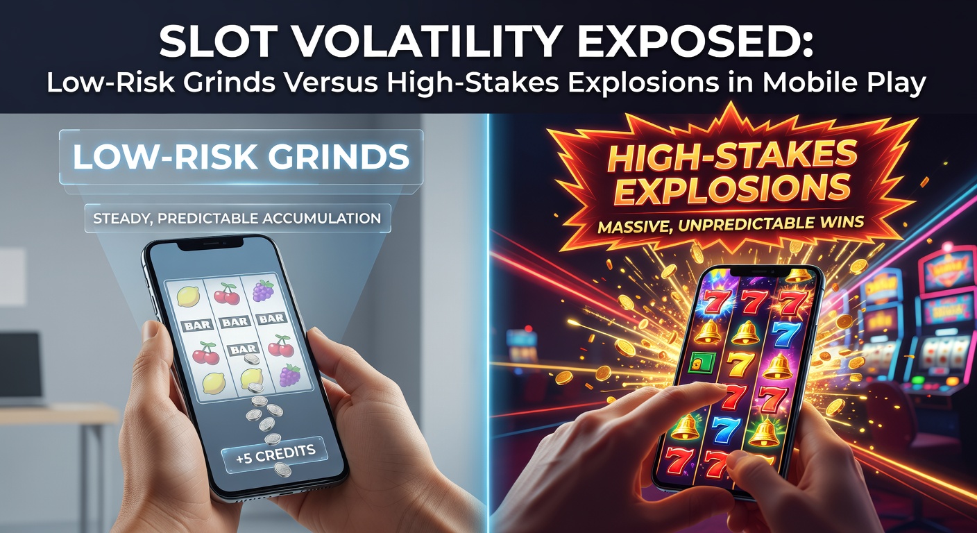 Dynamic graph comparing low-volatility steady win lines against high-volatility dramatic spikes on a mobile slot screen