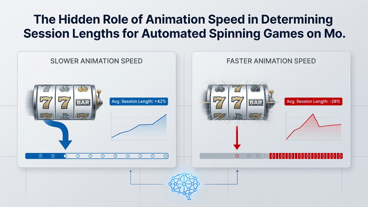 Graph illustrating session length variations tied to different animation speed settings in mobile slot games