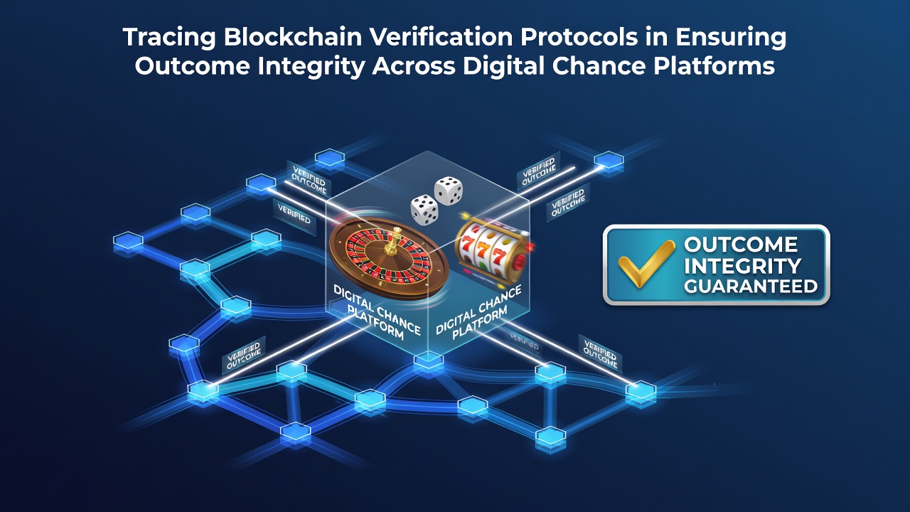 Diagram showing blockchain nodes verifying random outcomes in digital gaming systems